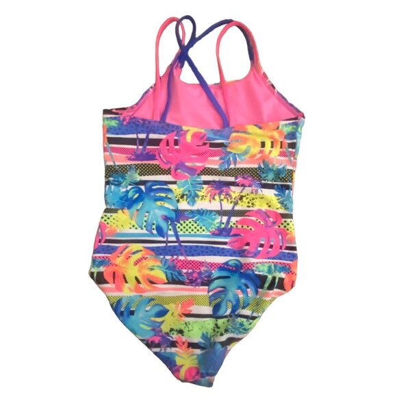 Wonder Nation Girls one Piece Floral Swimming Suit-Multicolor-Size 10/12-GUC - Picture 3 of 5